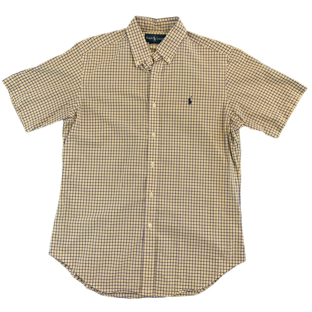 Ralph Lauren Yellow/Dark Purple Classic Fit Short Sleeve Button Down Polo
